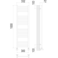 Полотенцесушитель водяной Terminus & Аврора П20 300x1000 4670078529329