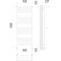 Полотенцесушитель водяной Terminus & Аврора с двумя полками П22 500x1200 4670078529244