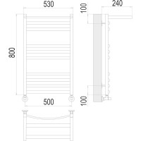 Полотенцесушитель водяной Енисей с полкой П10 500x800 Terminus 4670078529565