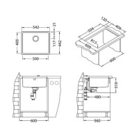 Мойка ALVEUS KOMBINO 50 MONARCH GOLD SAT-90 542x442x195 U в комплекте с выпуском, без сифона 1120361