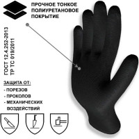 Перчатки рабочие СОФТТАЧ БЛЭК, нейлоновые с полиуретановым покрытием, 10 пар Master-Pro® 3913-NPU-B-10
