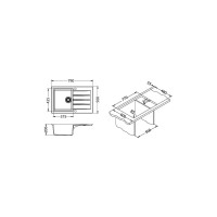 Мойка ALVEUS GRANITAL CADIT 20 TERRA - G22 790x500 1x в комплекте с сифоном 1132823 1132023