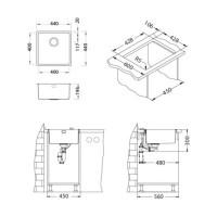 Мойка ALVEUS KOMBINO 30 KMB 90 FI 440x440 F/S в комплекте с сифоном 1102384 1118877