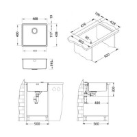 Мойка ALVEUS KOMBINO 40 KMB 90 FI 488x438 F/S в комплекте с сифоном 1102384 1122682