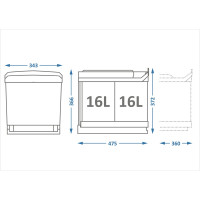 Система сортировки мусора ALVEUS ALBIO 30 2X16 L 1090336