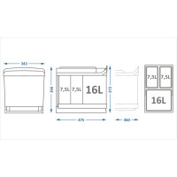 Система сортировки мусора ALVEUS ALBIO 30 1X16 L+2X7,5 L 1090337