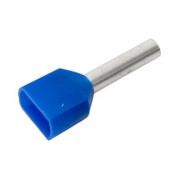 Штыревой втулочный изолированный наконечник KLR KTE 2x2.5-12 2x2,5мм2, L=12ми, синий 225012