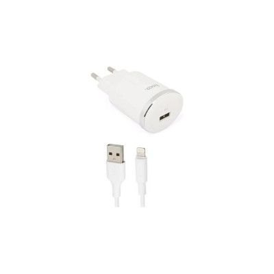 Hoco Сзу c37a thunder power 1xusb, 2.4а + usb кабель lightning 8-pin, 1м (белый) 0L-00041679