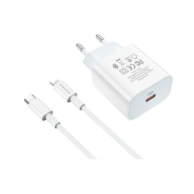 Borofone Сзу ba38a plus speedy 1xusb-c pd 20w, 3a + кабель lightning 8-pin, 1м (белый) 0L-00050785