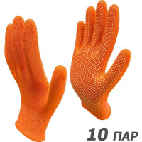 Рабочие перчатки МИКРОТАЧ оранжевые нейлоновые размер S 10 пар Master-Pro® 2513-NPVC-OR-S-10