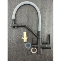 Смеситель для кухни Rainsberg с силиконовым гибким изливом, черный R603CK-5