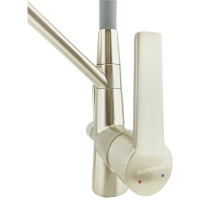 Смеситель для кухни Rainsberg сатин, с силиконовым гибким серым изливом R603CL-5