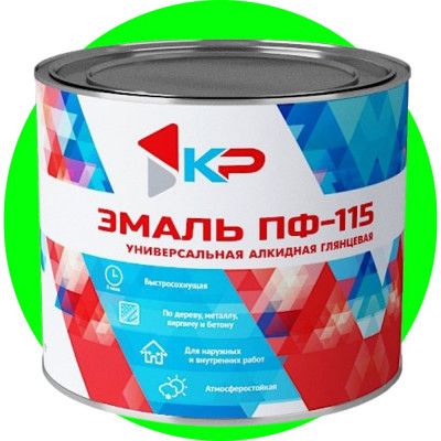 Краска быстросохнущая, атмосферостойкая КР ПФ-115 ярко-зеленая, 1,8 кг 4610044290747