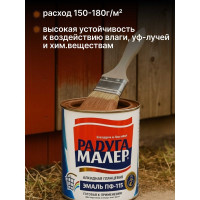 Краска быстросохнущая, атмосферостойкая Радугамалер ПФ-115 ГОСТ коричневая 0,9 кг 4640000602741