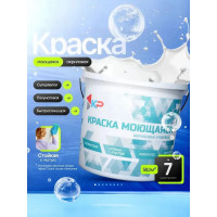 Краска моющаяся быстросохнущая, акриловая, полуматовое покрытие КР 7 кг, белый 4610044291003 4300009166