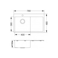Мойка ALVEUS QUARTO 30 BRS-90 780x480 в комплекте с сифоном 1124384