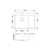 Мойка ALVEUS QUARTO 20 BRS-90 615x480 в комплекте с сифоном 1124383