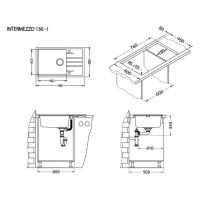 Мойка ALVEUS GRANITAL INTERMEZZO 130 CONCRETE-G81 780x480x200 1X в комплекте с сифоном 1119692