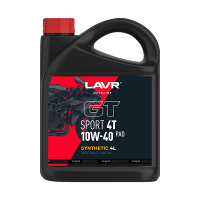 Моторное масло для мотоциклов GT SPORT 4T 10W-40, 4 л LAVR Ln7728