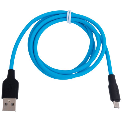 Кабель Hoco Usb x21 plus silicone microusb, 2.4а, 1м, силикон (синий/черный) 0L-00053833