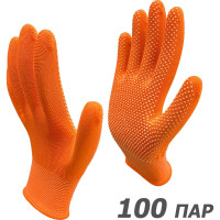 Рабочие перчатки Master-Pro® МИКРОТАЧ оранжевый, 100 пар, нейлоновые с ПВХ покрытием 2513-NPVC-OR-S-100