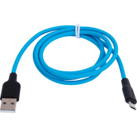 Кабель Hoco Usb x21 plus silicone microusb, 2.4а, 1м, силикон (синий/черный) 0L-00053833