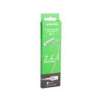 Usb кабель Borofone bx21 outstanding lightning 8-pin, 1м, 2.4a, нейлон, серый 0L-00044325