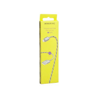 Usb кабель Borofone bx24 ring current lightning 8-pin, 1м, 2.4a, нейлон, серый 0L-00043631