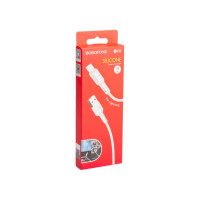 Usb кабель Borofone bx30 silicone lightning 8-pin, 1м, 2.4a, силикон, белый 0L-00044316