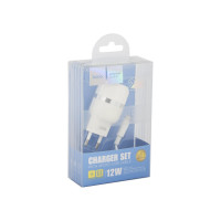 Сзу Hoco c41a wisdom 2xusb, 2.4а + usb кабель microusb, 1м (белый) 0L-00041046