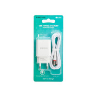 Сетевое зарядное устройство Borofone ba20a sharp 1xusb, 2.1а + кабель lightning 8-pin, 1м, белый 0L-00043189