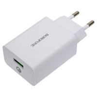 Сетевое зарядное устройство Borofone ba21a long journey 1xusb qc3.0, 18w, 3а + кабель microusb, 1м, белый 0L-00043639
