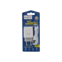 Сзу Hoco c72a glorious 1xusb, 2.1а + usb кабель type-c, 1м (белый) 0L-00048621