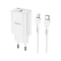 Сетевое зарядное устройство Hoco n14 1xusb-c, 3а, pd20w + usb-c кабель lightning 8-pin, 1м (белый) 0L-00050618
