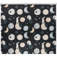 Рулонная штора PRAKTO BLACKOUT PRINT 120x175 см, Лунный заяц, черный 9403218169