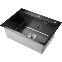 Кухонная мойка из нержавеющей стали WISENT w36050b-s с сифоном и дозатором w405b (графит) WS36050B/W02-114B/W405B