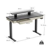 Стол для компьютера EUREKA электрическая регулировка по высоте, 2 ящика ERK-ED-I55-OG
