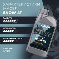 Моторное масло MOTO RIDE SNOW 4T 0W40 SN, 1 л LAVR Ln7763
