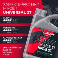 Моторное масло MOTO RIDE UNIVERSAL 2Т FC, 4 л LAVR Ln7742
