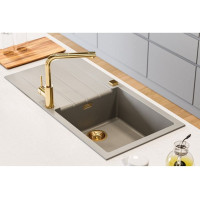 Выпуск для мойки с вертикальным переливом ALVEUS pop up gold с рамкой и заглушкой 1144850
