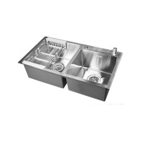 Комплект кухонная мойка из нержавеющей стали WISENT wgs7843-s (78x43см) с раздвижным коландером WG37843-S/341-11-24/W405A/W302644