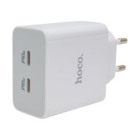 Сзу Hoco c108a leader 2xusb-c, 3а, pd35w, qc3.0, gan (белый) 0L-00057046