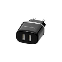 Сетевое зарядное устройство Borofone ba25a outstanding 2xusb, 2.4а + кабель lightning 8-pin, 1м, черный 0L-00050575