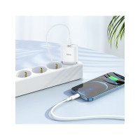 Сетевое зарядное устройство Hoco c94a metro 1xusb-c, 3а, pd20w, + usb-c кабель lightning 8-pin, 1м (белый) 0L-00054477