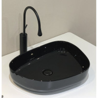 Керамическая накладная раковина BelBagno черная BB1435-NERO