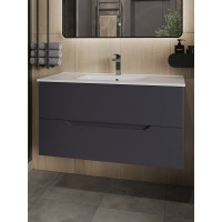 Подвесная тумба с раковиной Orange Line графит Li-100Tug+RA