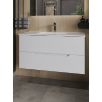 Подвесная тумба с раковиной Orange Line белая матовая Li-100Tuw+RA