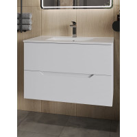 Подвесная тумба с раковиной Orange Line белая матовая Li-80Tuw+RA