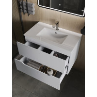 Подвесная тумба с раковиной Orange Line белая матовая Li-80Tuw+RA