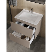 Подвесная тумба с раковиной Orange Line латте бежевый матовый Li-60Tul+RA